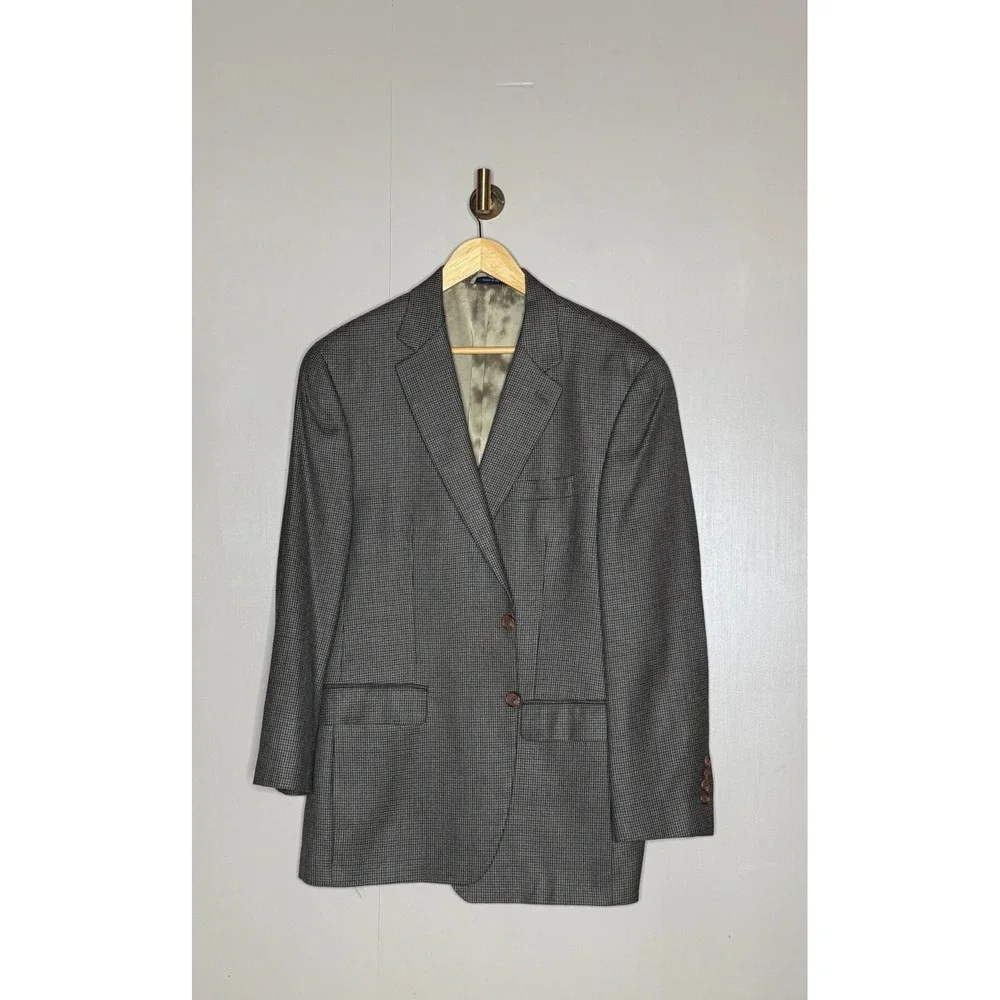 Silk Wool Ralph Lauren Houndstooth‎ Blazer Sport Coat 42R